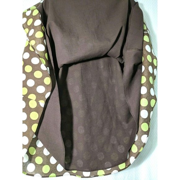 Skirt A-Line Womans Size 10P Cotton Brown w/ Lime Green & White Polk-A-Dots - Picture 5 of 9